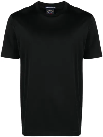 Paul & Shark Logo-tape Cotton Shirt In Black