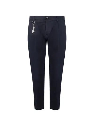 Paul & Shark Logo-charm Slim-fit Trousers In Blue