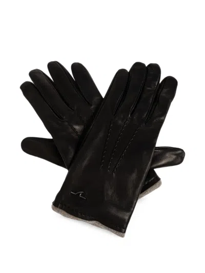Paul & Shark Logo-detail Leather Gloves In Black
