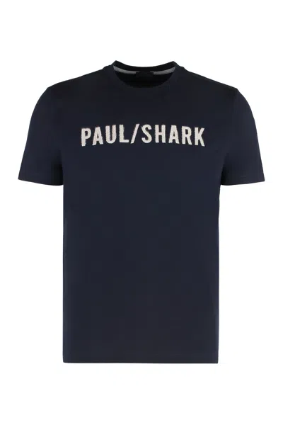 Paul & Shark Logo-embroidered Cotton Jersey T-shirt In Blue