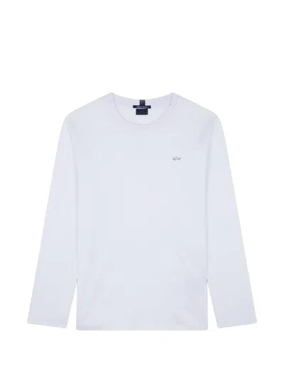 Paul & Shark Logo-embroidered Crew-neck Sweater In White