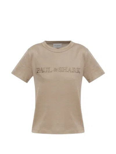 Paul & Shark Logo-embroidered T-shirt In 뉴트럴
