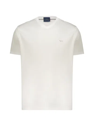 Paul & Shark Logo-embroidered V-neck T-shirt In White