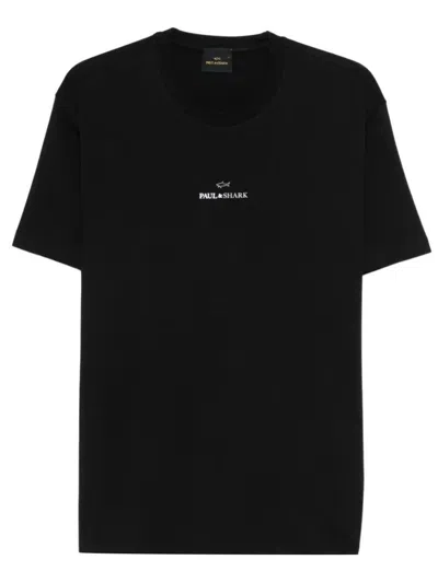Paul & Shark Logo-print Cotton Jersey T-shirt In Black