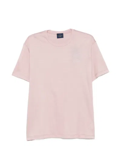 Paul & Shark Cotton Blend T-shirt With Tone-on-tone Logo Print In Pink