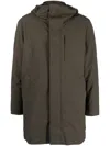Paul & Shark Long-line Hooded Parka Coat In Green