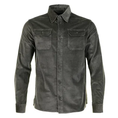 Paul & Shark Long Sleeve Corduroy Overshirt Dark Khaki In Green