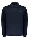 Paul & Shark Ribbed Collar Long Sleeve Polo Shirt In Blue