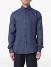 Paul & Shark Long-sleeve Linen Shirt In Blue