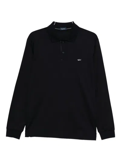 Paul & Shark Long-sleeve Polo Shirt In Black