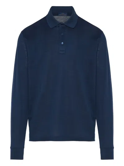 Paul & Shark Long-sleeve Polo Shirt In Blue