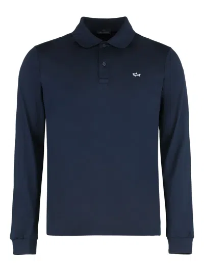 Paul & Shark Long-sleeve Polo Shirt In Blue