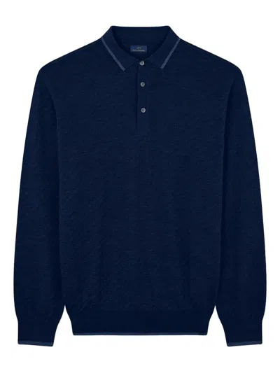 Paul & Shark Long-sleeve Polo Shirt In Blue