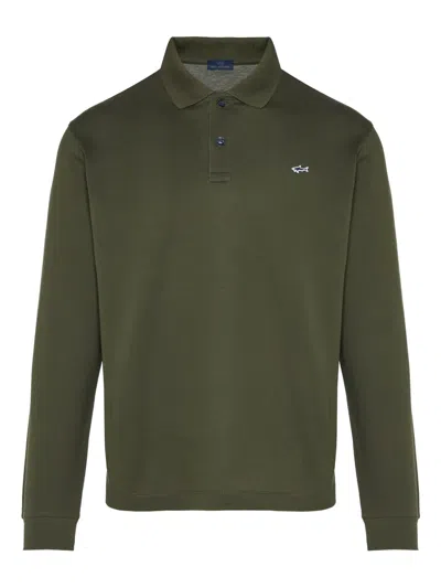 Paul & Shark Long-sleeve Polo Shirt In Gray