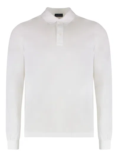 Paul & Shark Long-sleeve Polo Shirt In White