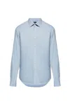 Paul & Shark Herringbone Cotton Shirt In Blue