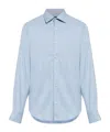 Paul & Shark Herringbone Cotton Shirt In Blue