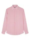 Paul & Shark Camicia In Lino Con Collo Alla Francese In Pink