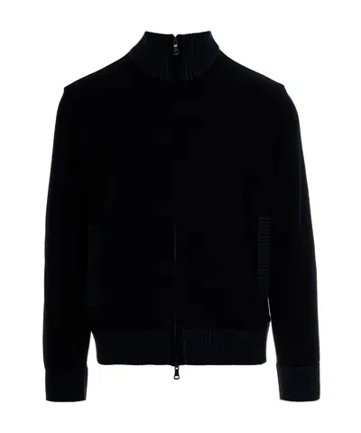 Paul & Shark Long-sleeved Knitted Cardigan In Black