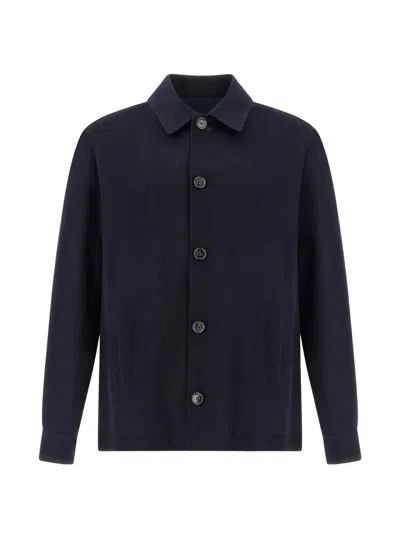 Paul & Shark Long-sleeve Buttoned Overshirt In Blue