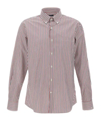 Paul & Shark Striped Button-down Shirt In Brown