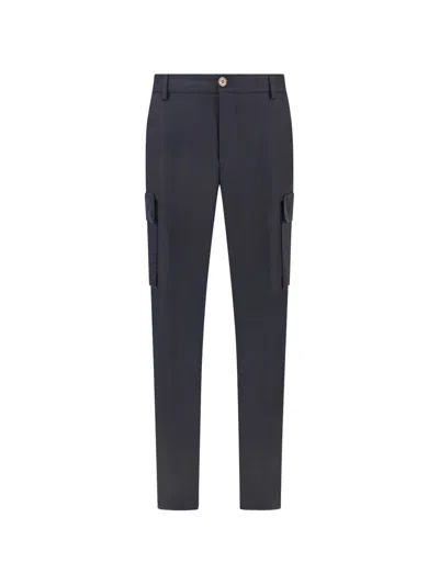 Paul & Shark Lucca Virgin Wool Cargo Straight-leg Trousers In Black