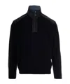 Paul & Shark Half-zip Denim-panel Sweater In Black
