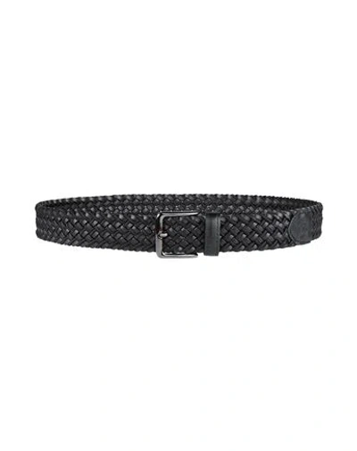 Paul & Shark Man Belt Black Size 36 Recycled Leather, Viscose, Rubber, Cow Leather