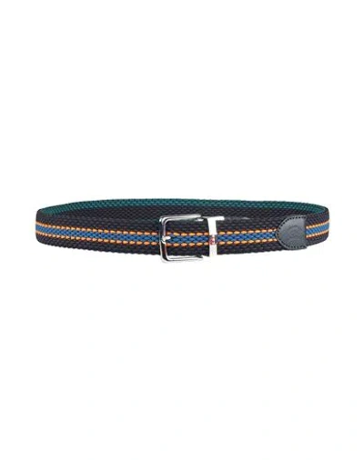 Paul & Shark Man Belt Blue Size 38 Viscose, Cotton, Rubber, Cow Leather