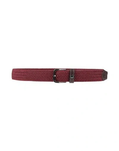 Paul & Shark Man Belt Burgundy Size 36 Viscose, Rubber In Brown