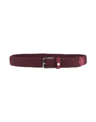Paul & Shark Man Belt Burgundy Size 38 Wool, Polyester, Rubber, Cow Leather In Red
