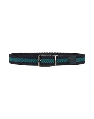 Paul & Shark Man Belt Deep Teal Size 36 Viscose, Rubber In Green