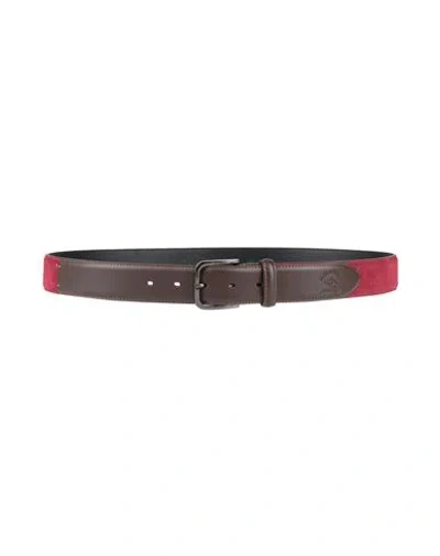 Paul & Shark Man Belt Garnet Size 38 Cow Leather In Red