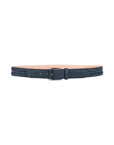 Paul & Shark Man Belt Midnight Blue Size 36 Cow Leather, Textile Fibers