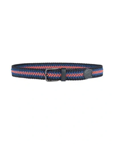 Paul & Shark Man Belt Midnight Blue Size 38 Viscose, Rubber, Cow Leather