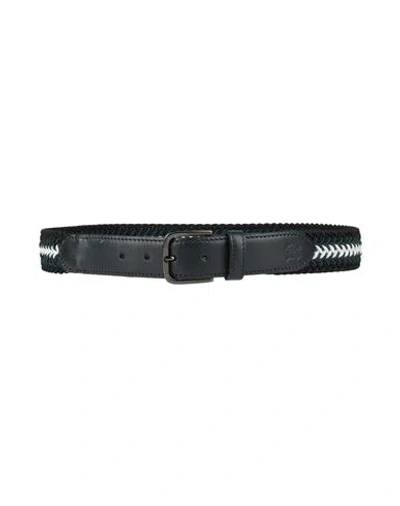 Paul & Shark Man Belt Midnight Blue Size 38 Viscose, Rubber, Cow Leather