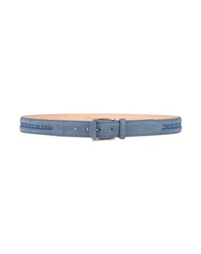 Paul & Shark Man Belt Slate Blue Size 34 Cow Leather, Textile Fibers