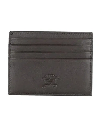 Paul & Shark Man Cardholder Dark Brown Size - Nylon, Cow Leather