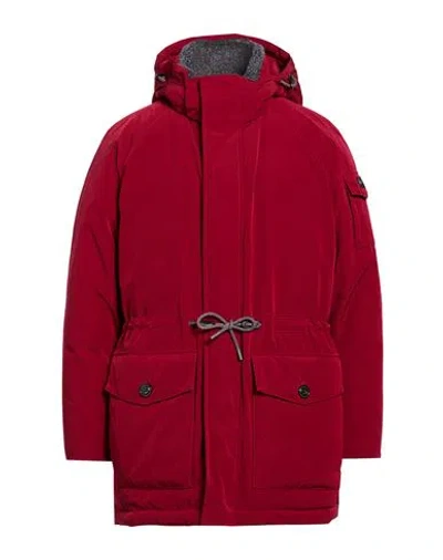 Paul & Shark Man Coat Tomato Red Size Xxl Polyester, Nylon