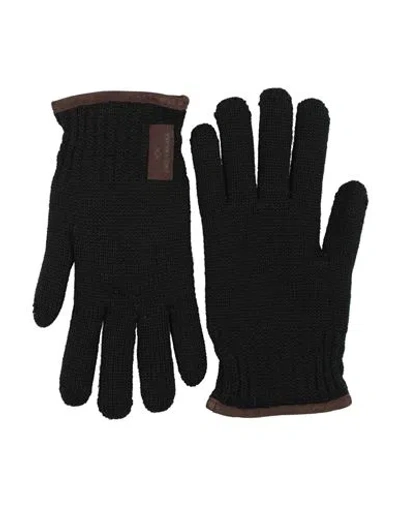 Paul & Shark Man Gloves Black Size 9 Virgin Wool, Lambskin
