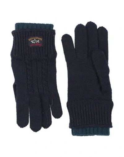 Paul & Shark Man Gloves Black Size 9 Wool