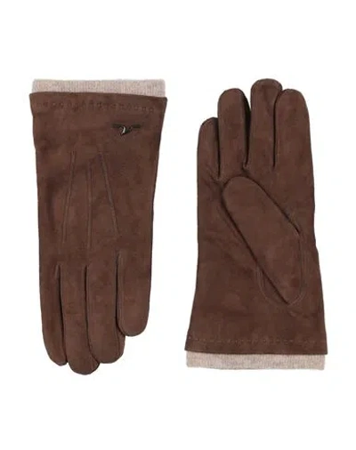 Paul & Shark Man Gloves Brown Size 8.5 Ovine Leather