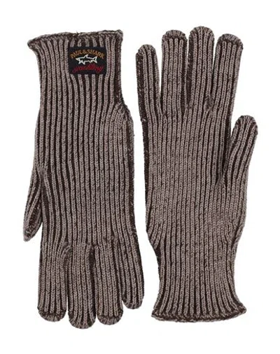 Paul & Shark Man Gloves Dark Brown Size 8.5 Merino Wool
