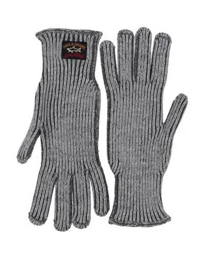 Paul & Shark Man Gloves Grey Size 8.5 Merino Wool In Gray
