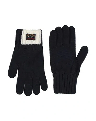 Paul & Shark Man Gloves Midnight Blue Size 10 Virgin Wool