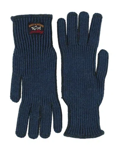 Paul & Shark Man Gloves Midnight Blue Size 9 Merino Wool