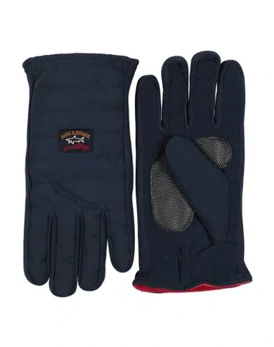 Paul & Shark Man Gloves Midnight Blue Size 9 Polyester, Nylon