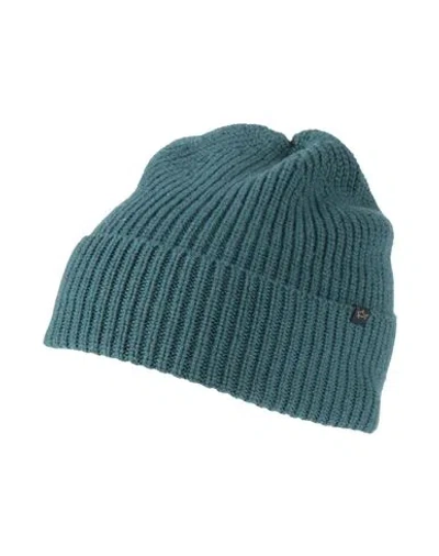 Paul & Shark Man Hat Deep Teal Size Onesize Virgin Wool, Cashmere In Green
