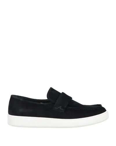Paul & Shark Man Loafers Midnight Blue Size 8 Cow Leather In Black