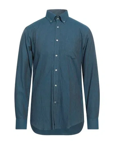 Paul & Shark Man Shirt Deep Teal Size 15 Cotton In Green